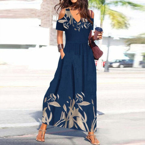Floral splicing skirt short-sleeved vacation dress m302890