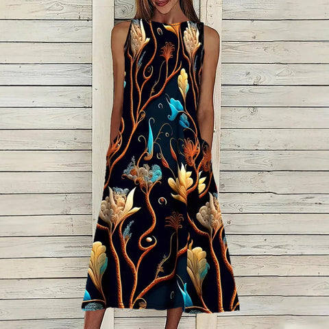 Vest print elegant plus size dress m301207