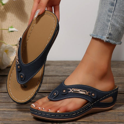European and American slope heel flip-flops women's cool slippers m302828