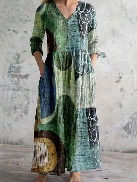 3D printing summer casual loose long-sleeved dress m301729