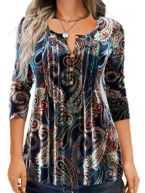 Spring new T-shirt still printed crew neck long-sleeved top women's m302284