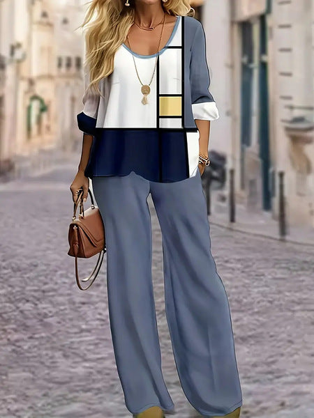 New crew neck 3D printed women's fashion shirt set m301240