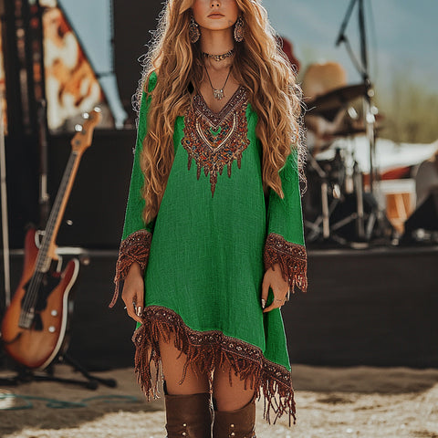 Dress lace loose print dress m301536