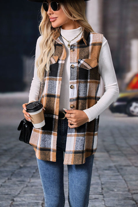 Women's autumn and winter fashion plaid sleeveless vest loose m300977