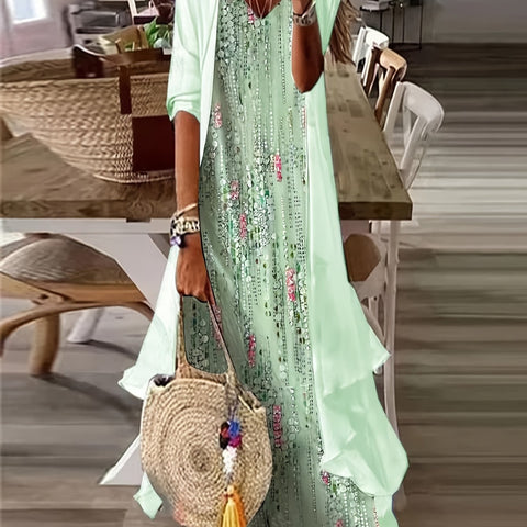 Women's inner dress two-piece floral print dress m302894