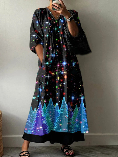 Casual women's fashion tie-dye printing V-neck medium and long jumpsuit m301302