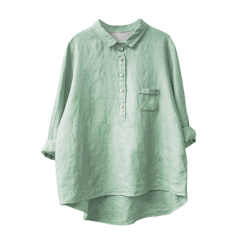 Long Sleeve Bamboo Linen Printing Fashion Versatile Lapel Shirt m301040