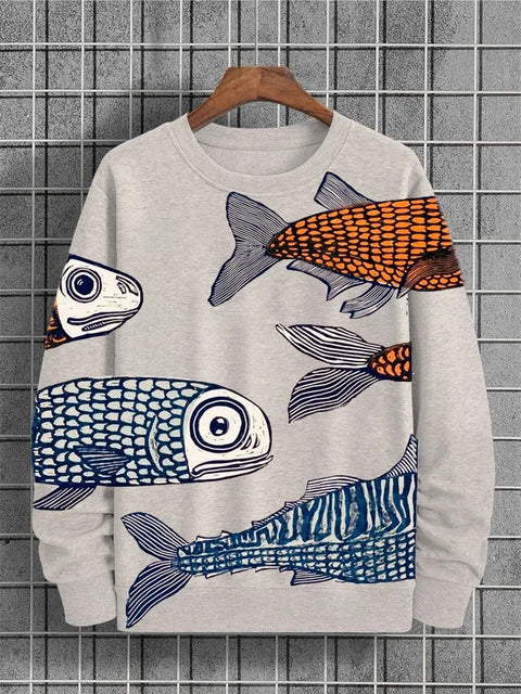 Casual floral 3D printed crew neck sweater m302127