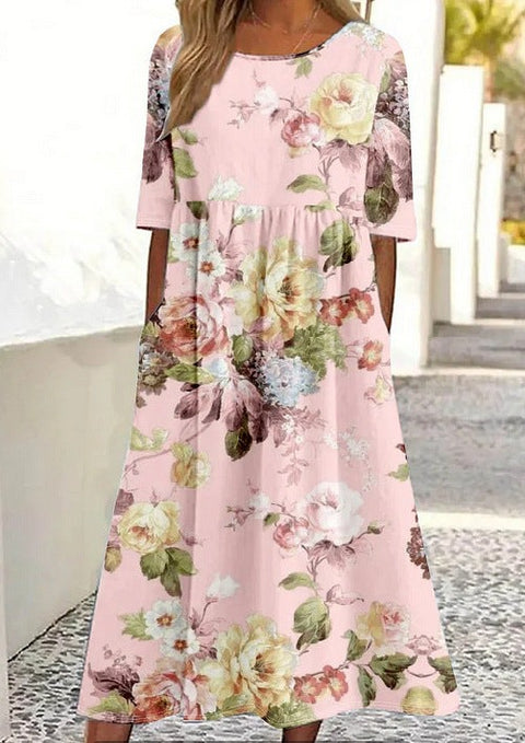 Up and down splicing pocket size printing large wide dress m302623-1