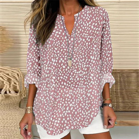 Women's summer small V-neck long-sleeved casual temperament T-shirt long-sleeved m301363