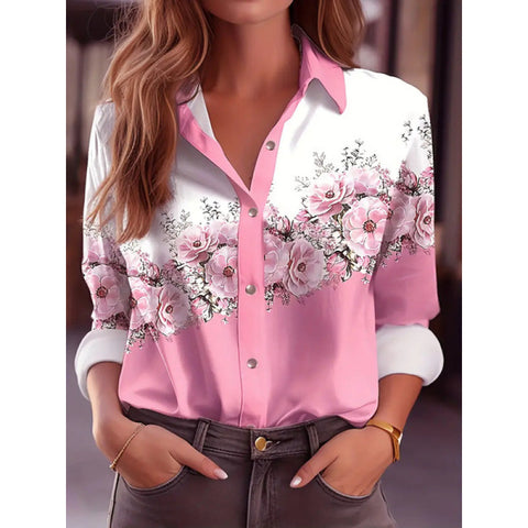 Short sleeve lapel print blouse m302889