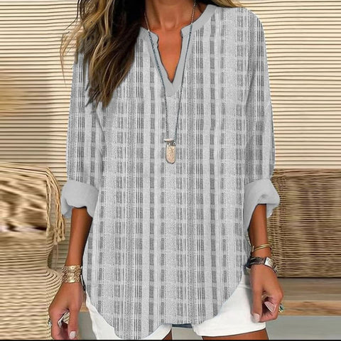 Women's summer small V-neck long-sleeved casual temperament T-shirt long-sleeved m301363