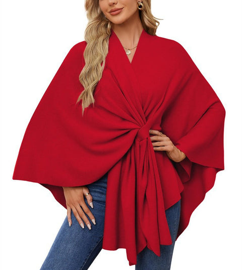 Ladies Elegant One Piece Solid Color Soft Shawl Jacket Cloak Top m301329