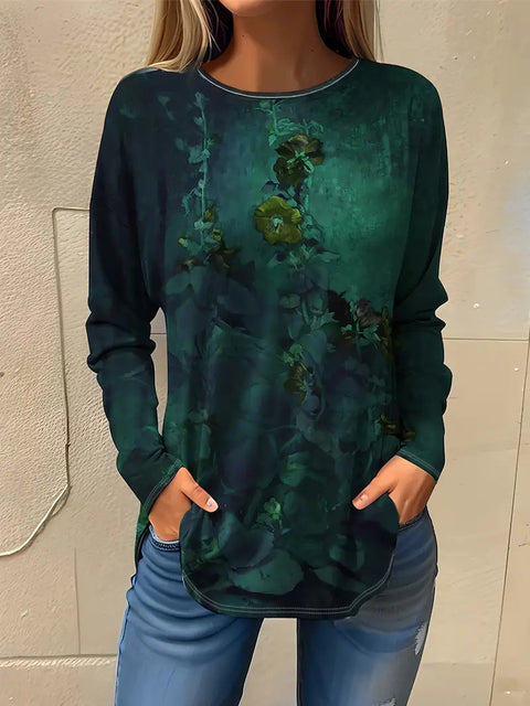 New high-end ethnic casual versatile long-sleeved crew neck T-shirt m301724