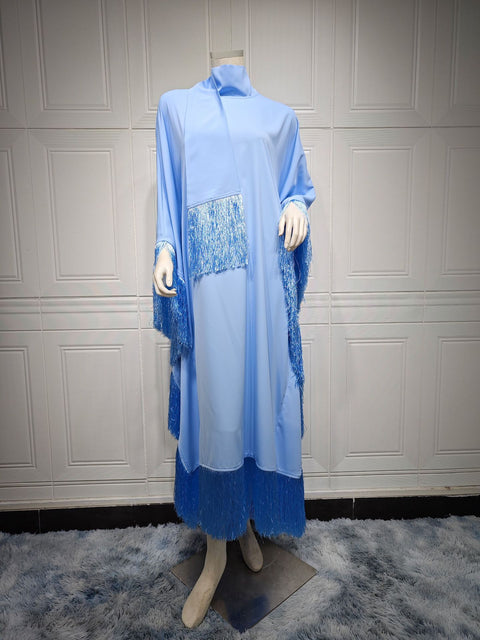 Ladies Bat Sleeve Tassel High Fashion Dress Party Dress m301183