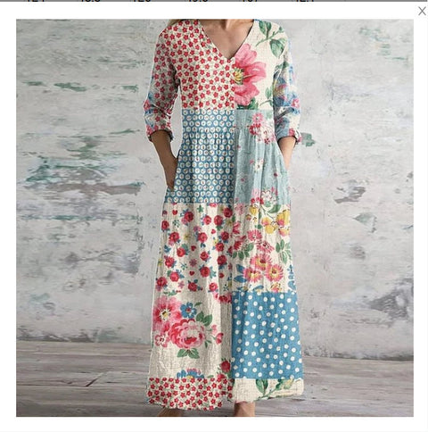 3D printing summer casual loose long-sleeved dress m301729