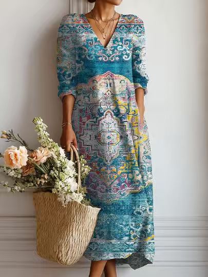 Printed V-neck dress FF303186