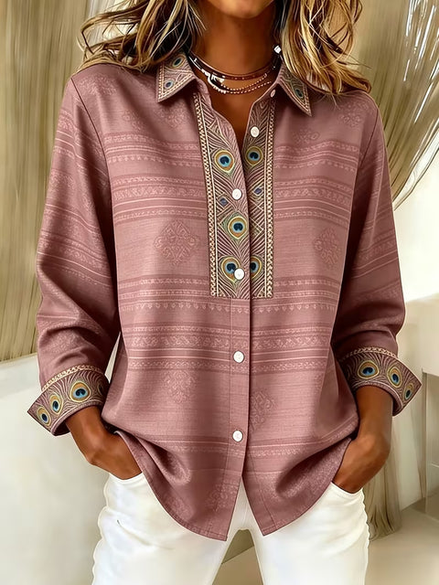 Women's unique ethnic style printed long-sleeved shirt m303211