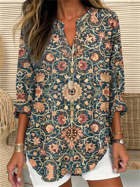 Loose printing round neck casual large size pullover women's clothing T m301359