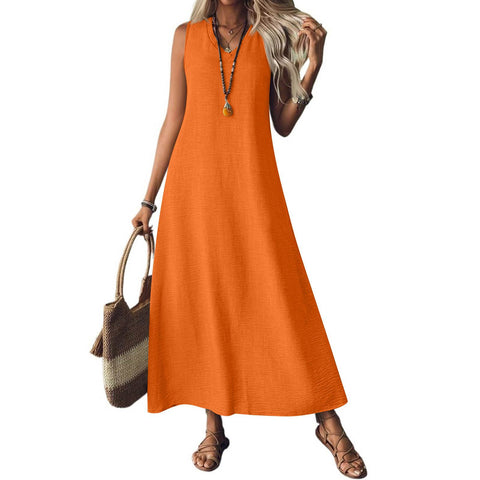 Sleeveless V-neck back zipper one-piece elegant long dress m302805