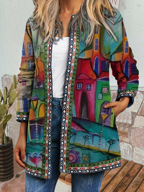 Autumn and winter retro ethnic style print jacket cardigan m303251 02