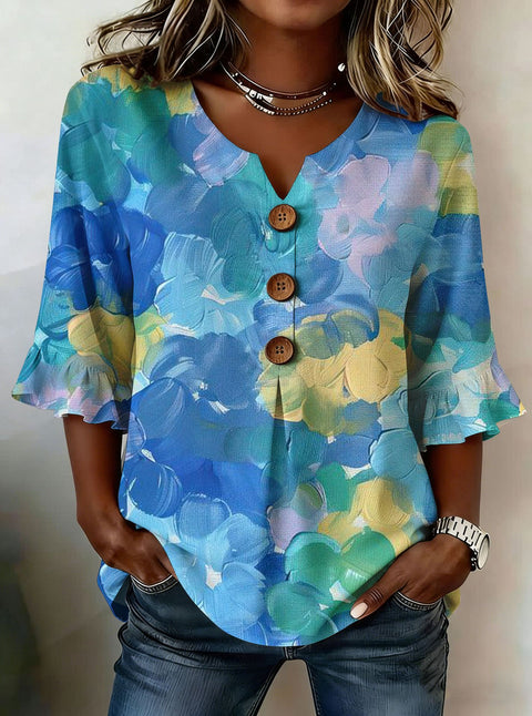 Digital printing sweet and cute T-shirt lace sleeve m302842