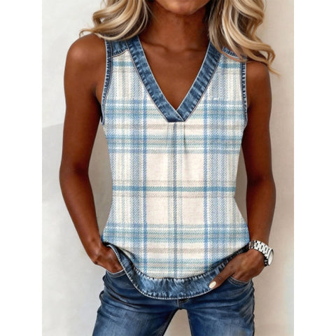 Casual plaid sleeveless vest small suspender m302807