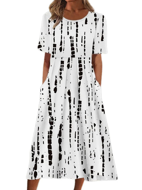 Damen Rundhals Kurzarm Langes Kleid Bohemian Kleid m302895