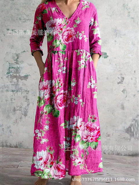 3D printing summer casual loose long-sleeved dress m301729