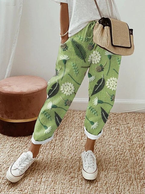 Linglong hemp digital printing trousers m303185