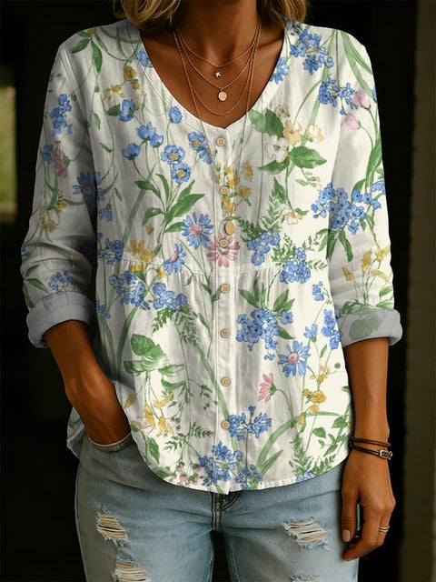 Crew neck women's flower 3D printed top m303179
