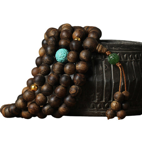 Nha Trang agarwood bracelet 8mm108 Buddha beads men's and women's bracelets DIY turquoise jasper accessories simple atmosphere m3331318
