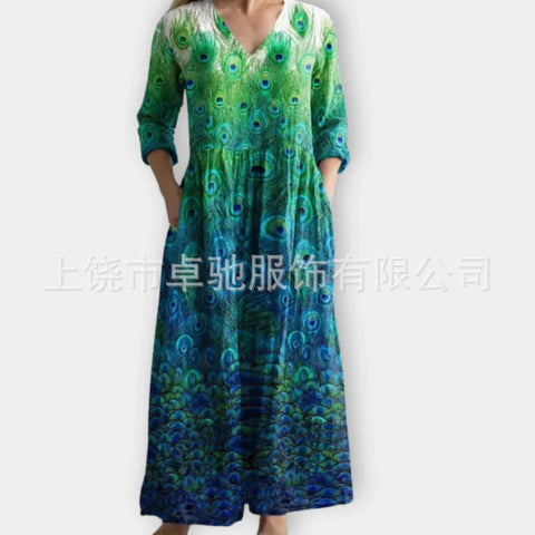 3D printing summer casual loose long-sleeved dress m301729