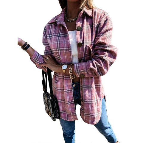 New loose medium and long woolen coat for women m300376