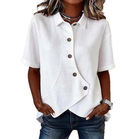 Ladies casual solid color irregular shirt m302626