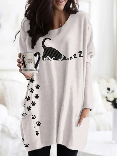 Digital printing women's fashion round neck medium and long top T-shirt m302271