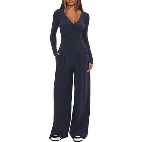 Wide-leg pants set women's long-sleeved multi-occasion sportswear m301804