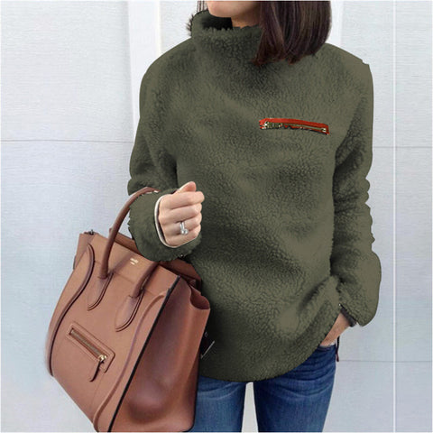 Autumn new sweater women's fashion zipper turtleneck bottoming top m301925