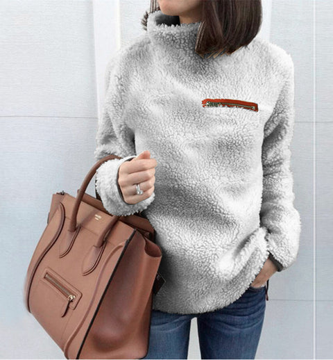 Autumn new sweater women's fashion zipper turtleneck bottoming top m301925