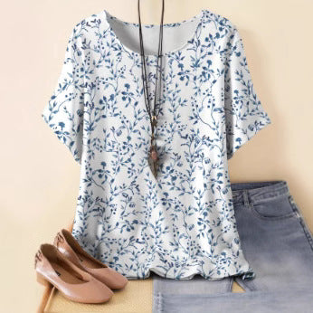 Women's new loose 3D printing round neck casual large size pullover women's clothing m301285