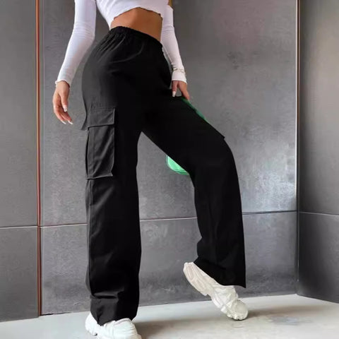 Beltless trousers high waist season wide leg trousers straight loose temperament commuter trousers casual trousers m301371