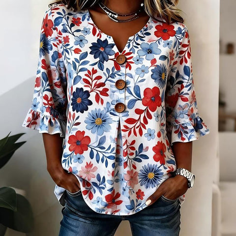 Digital printing sweet and cute T-shirt lace sleeve m302842