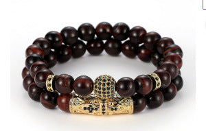 Tiger's eye copper micro-inlaid elastic bracelet black matte zircon m3331288