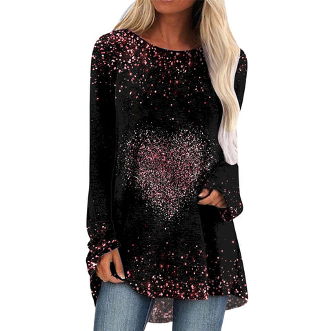 Ragged shoulder loose top new European and American sequins long sleeve m301617