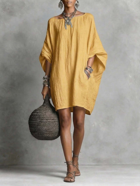 Casual fashion imitation cotton and linen batman loose dress m302951