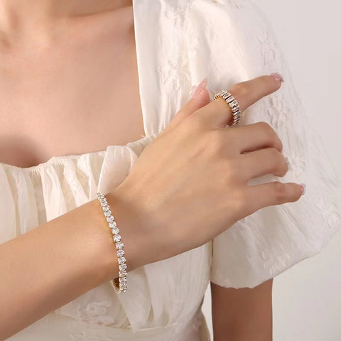 Titanium steel full diamond multi-color zircon elastic bracelet m3331108