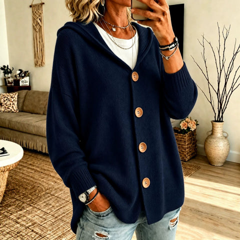 Button knitted hooded cardigan sweater jacket m303202