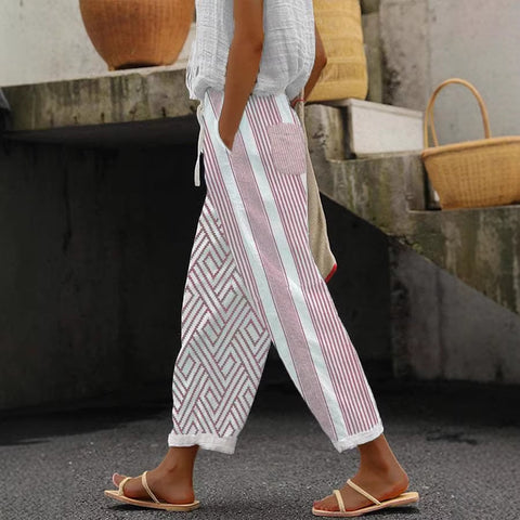 Linglong hemp digital printing trousers m303185