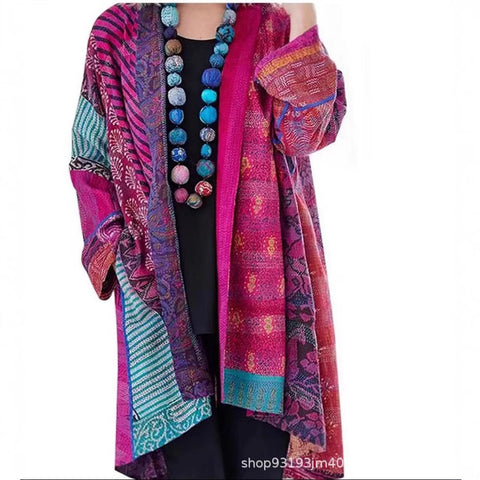 independent stations Amazon popular spot loose ethnic style large size long sleeve printed cardigan m301647
