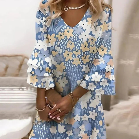 3D digital printing V-neck sleeveless dress m301223